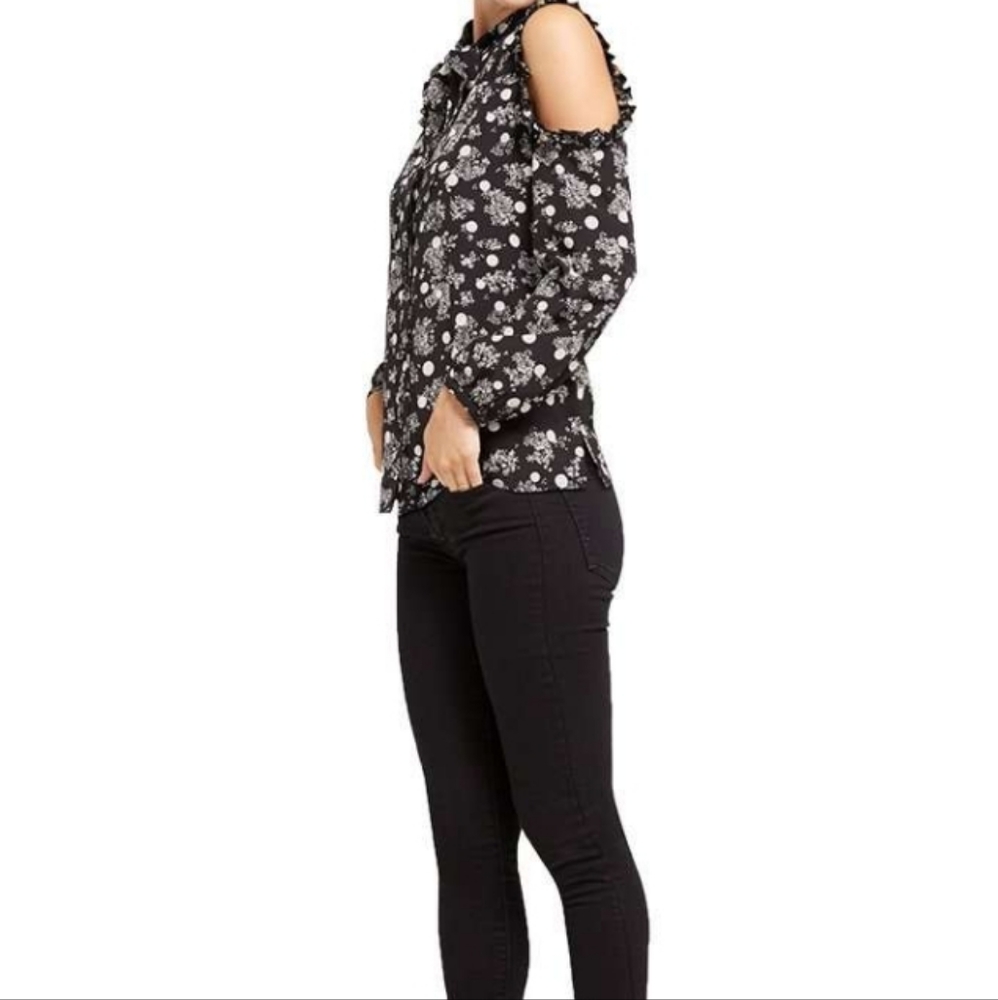 Draper James winter dot cold shoulder sz 8